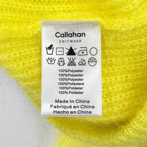 CALLAHAN Jada Midi Knit Pencil Skirt Womens Small Neon Yellow Sweater Fuzzy NEW - Picture 12 of 16